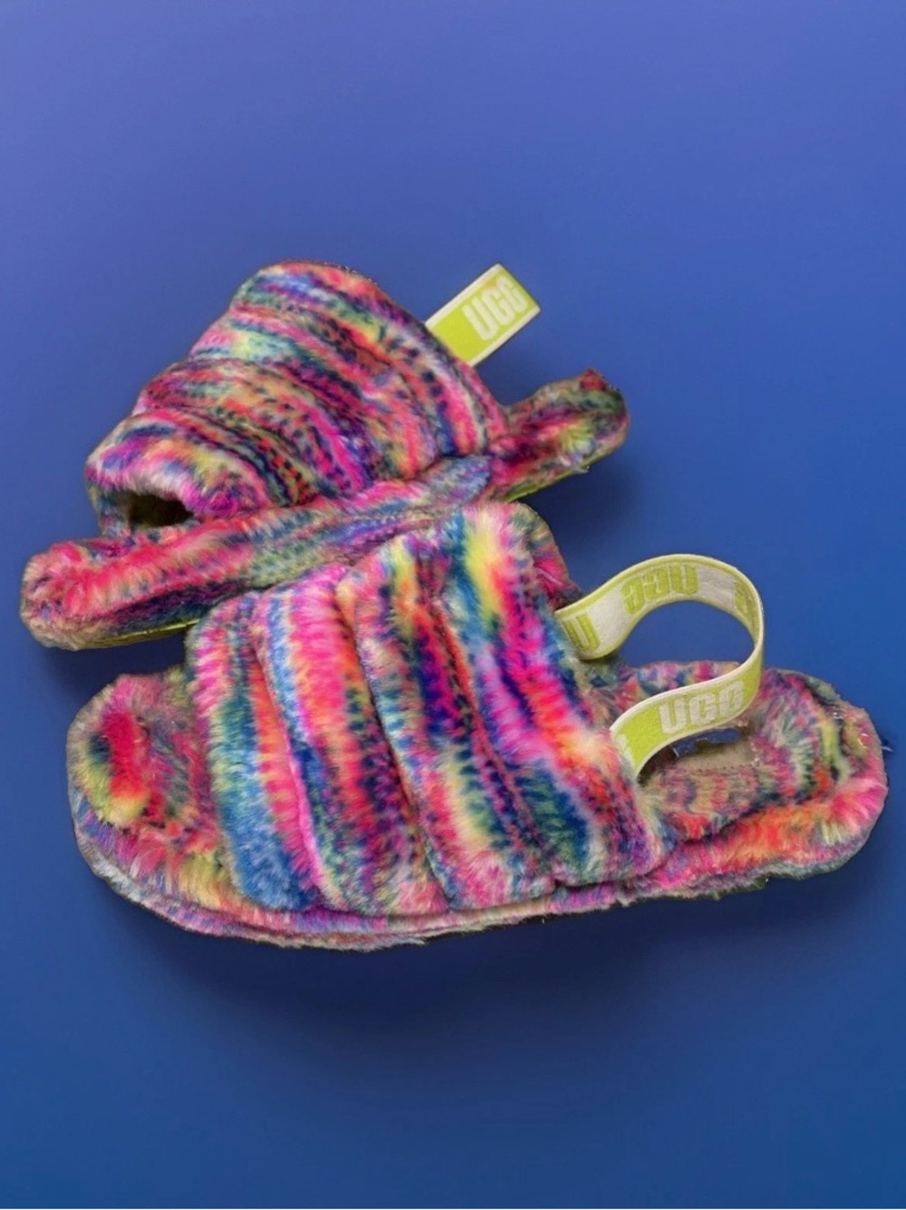 Ugg Fluff Yeah Pixelate Slippers Size 6 Multicolor